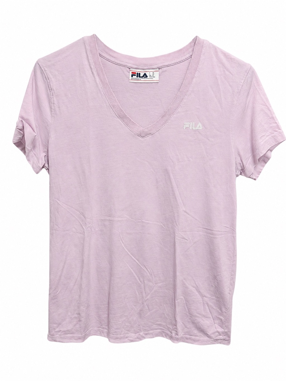 FILA Women’s Lilac V-Neck Logo T-Shirt Size M
